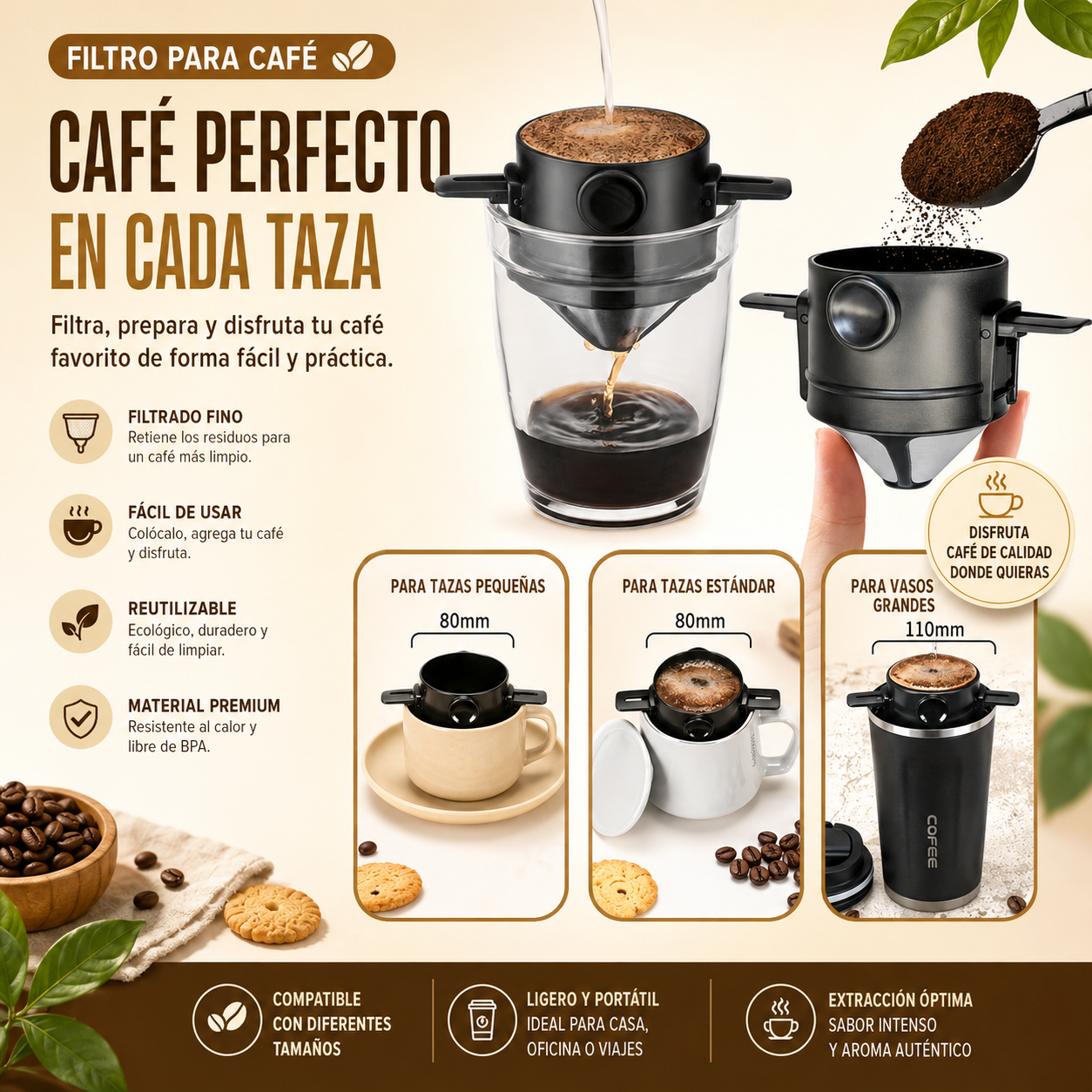 Filtro reutilizable para café