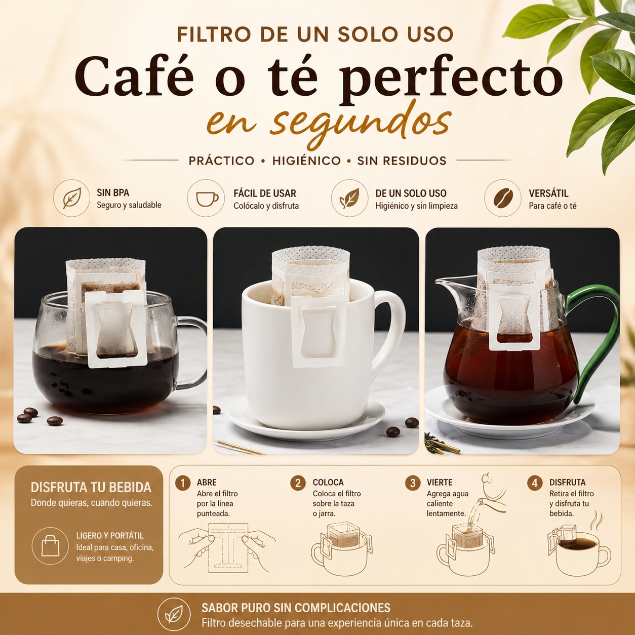 Filtro desechable para café